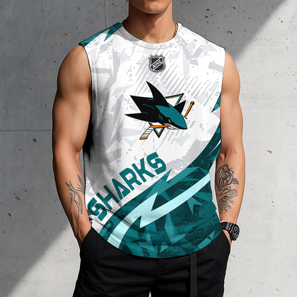 LIMITED EDITION - NEW CUSTOMIZED NHL32 SJS SAN JOSE SHARKS TANK TOP & GYM SHIRT