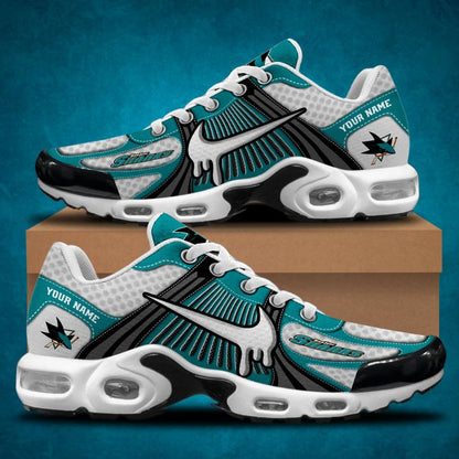 LIMITED EDITION - NEW CUSTOMIZED NHL32 SJS SAN JOSE SHARKS AIR MAX PLUS SNEAKERS