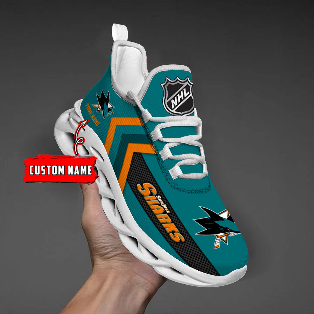 [SUPER SALE ] NEW CUSTOMIZED NHL32 SJS SAN JOSE SHARKS MAX SOUL SHOES