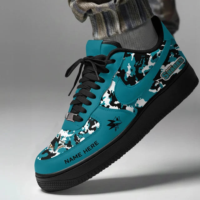 [SUPER SALE] NEW CUSTOMIZED NHL32 SJS SAN JOSE SHARKS AF1 SHOES