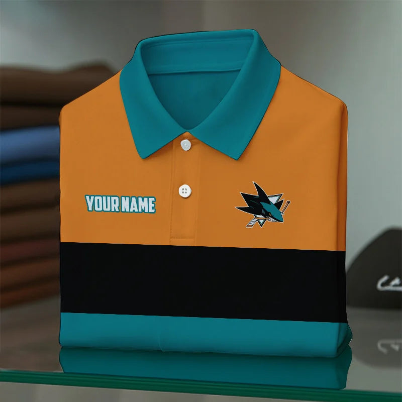 [SUPER SALE] NEW CUSTOMIZED NHL32 SJS SAN JOSE SHARKS POLO SHIRT