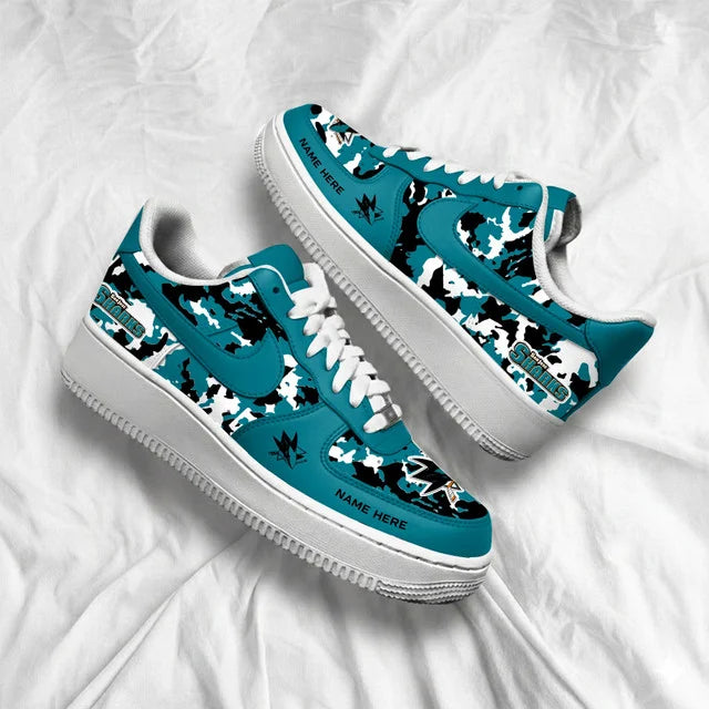 [SUPER SALE] NEW CUSTOMIZED NHL32 SJS SAN JOSE SHARKS AF1 SHOES