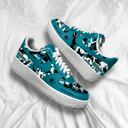 [SUPER SALE] NEW CUSTOMIZED NHL32 SJS SAN JOSE SHARKS AF1 SHOES