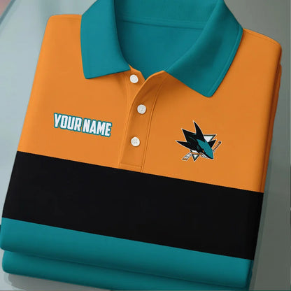 [SUPER SALE] NEW CUSTOMIZED NHL32 SJS SAN JOSE SHARKS POLO SHIRT