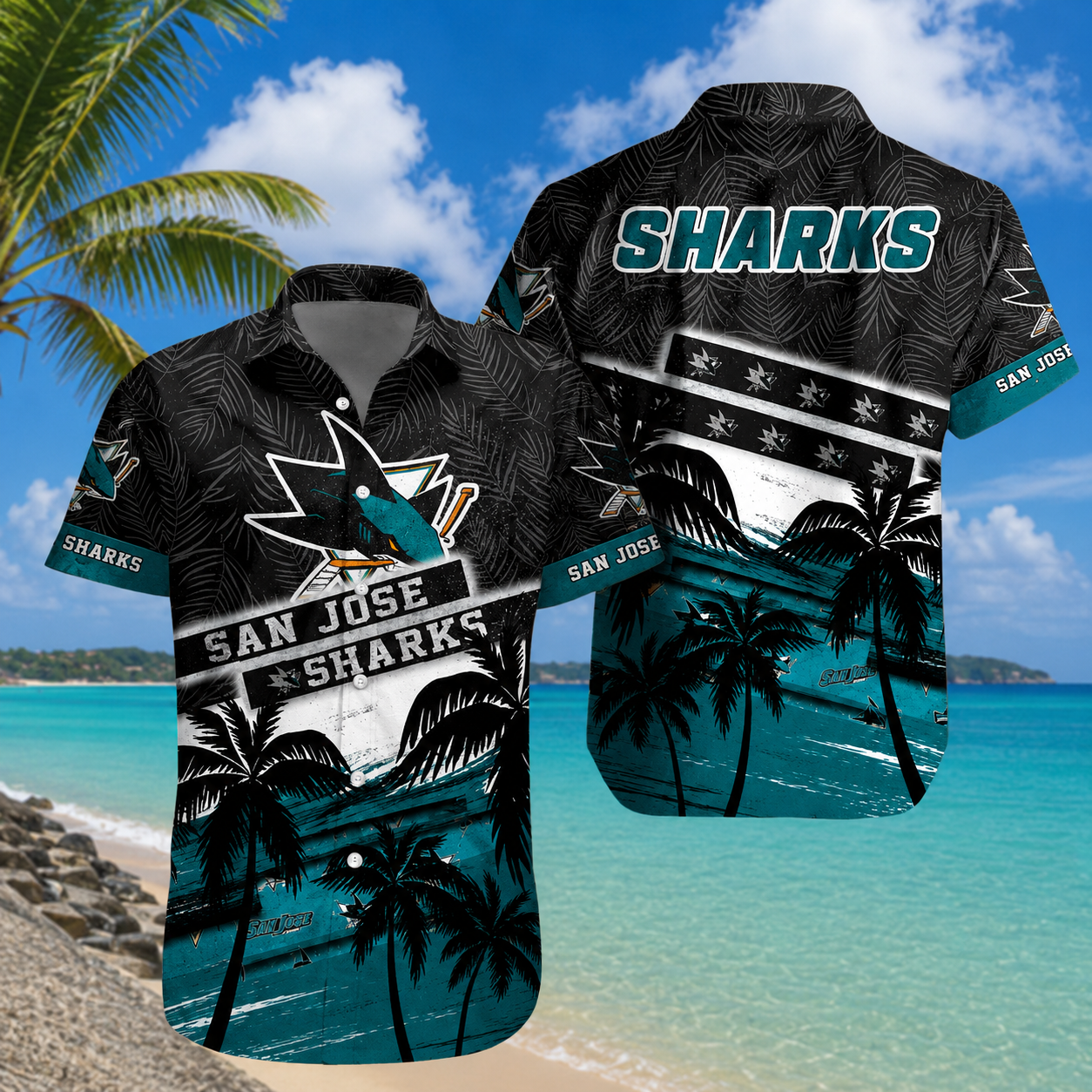 LIMITED EDITION - NEW CUSTOMIZED NHL32 SJS SAN JOSE SHARKS UNISEX HAWAIIAN SHIRT