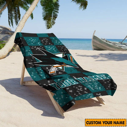 LIMITED EDITION - NEW CUSTOMIZED NHL32 SJS SAN JOSE SHARKS BEACH TOWEL FOR FAN