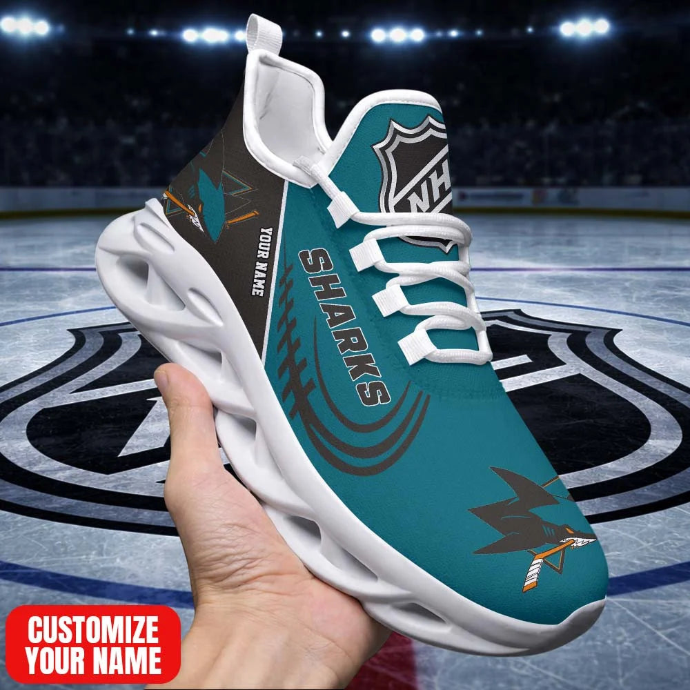 [SUPER SALE] NEW CUSTOMIZED NHL32 SJS SJ SHARKS PREMIUM CLUNKY SNEAKERS