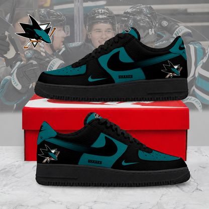 ELITE EDITION - NEW CUSTOMIZED NHL32 SJS SAN JOSE SHARKS AF1 SHOES