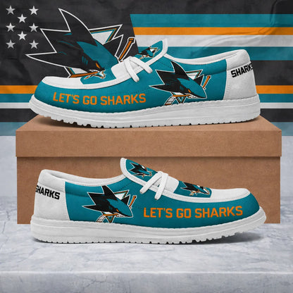 LIMITED EDITION - NEW CUSTOMIZED NHL32 SJS SAN JOSE SHARKS LOAFER SHOES