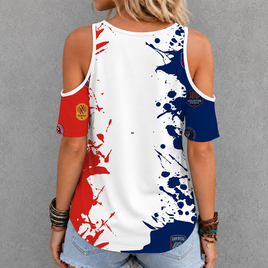 [FAN EXCLUSIVE] NEW CUSTOMIZED MLS32 SOA MLS ALL TEAM CRISS CROSS V-NECK TOP