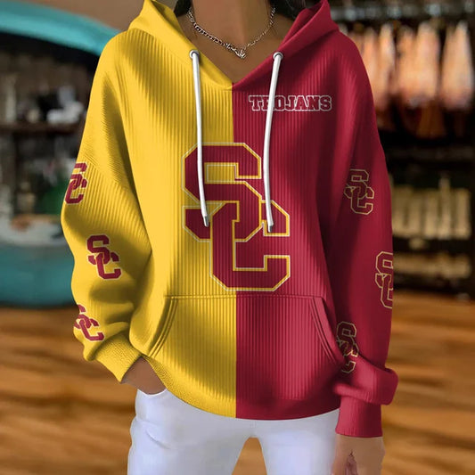 [FAN FAVORITE] NEW CUSTOMIZED NCAA FBS32 USC USC TROJANS RIBBED HOODIE & SWEATSHIRT