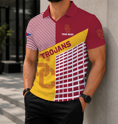 VIRAL EDITION - NEW CUSTOMIZED NCAA FBS32 USC USC TROJANS POLO SHIRT