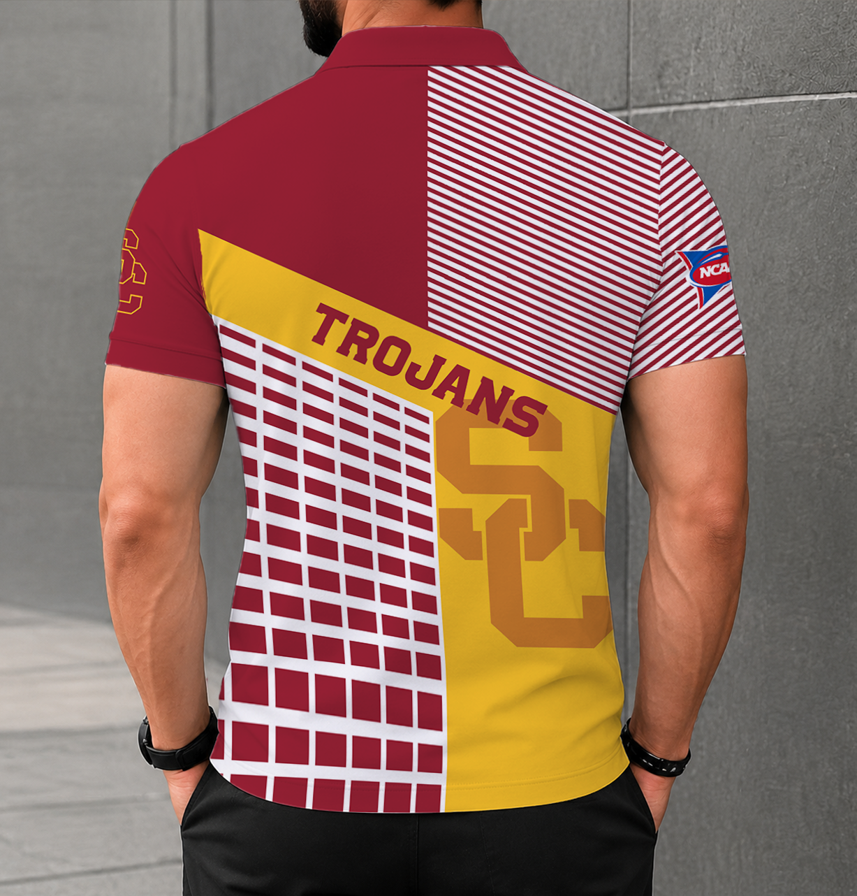 VIRAL EDITION - NEW CUSTOMIZED NCAA FBS32 USC USC TROJANS POLO SHIRT