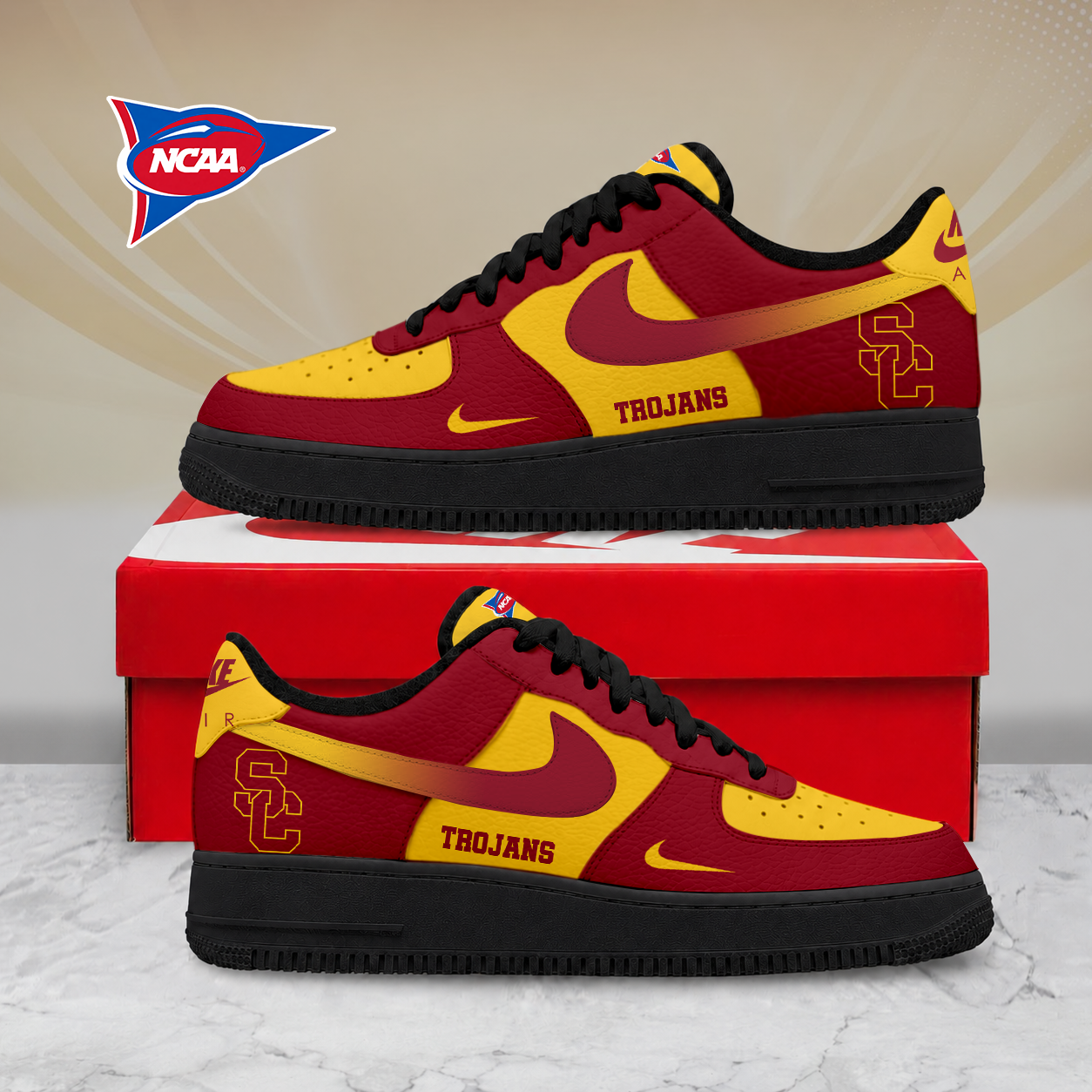 SPECIAL EDITION - NEW CUSTOMIZED NCAA FBS32 USC USC TROJANS AF1 SHOES
