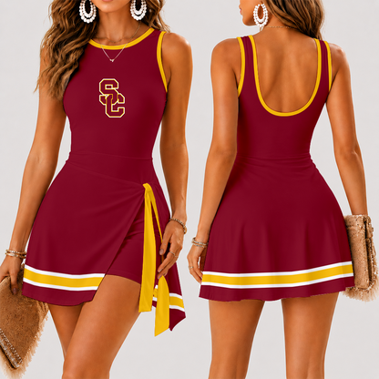 [FAN FAVORITE] NEW CUSTOMIZED NCAA FBS32 USC USC TROJANS WOMEN'S SUMMER SKORT DRESS