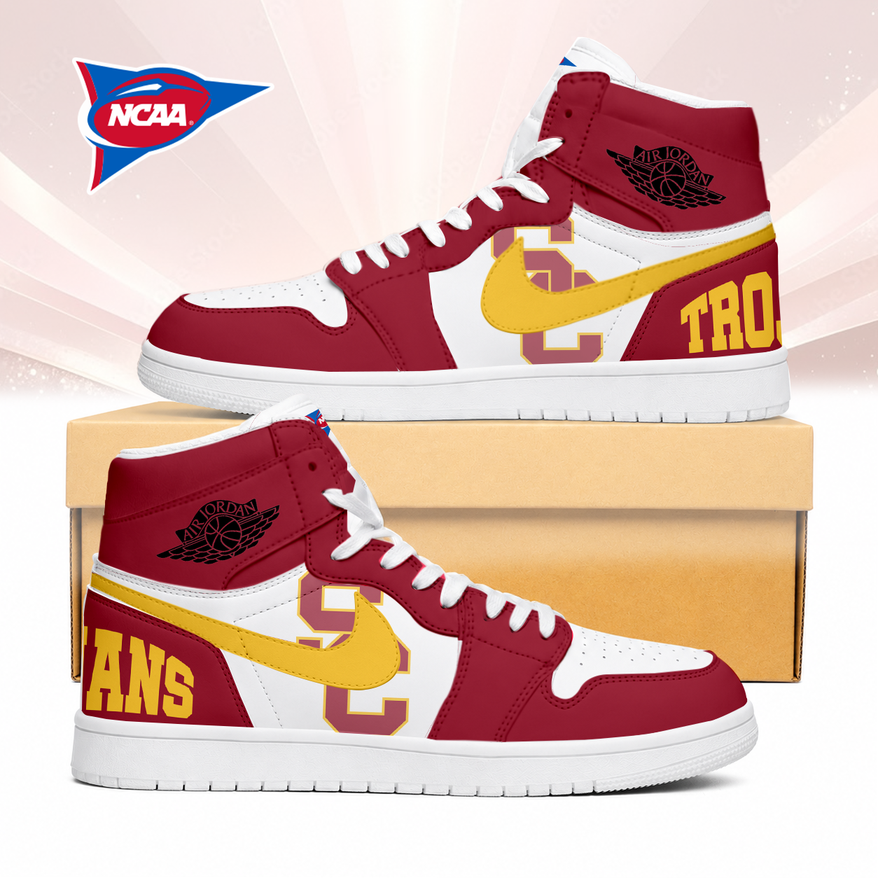LIMITED EDITION - NEW CUSTOMIZED NCAA FBS32 USC USC TROJANS AIR JORDAN SNEAKERS