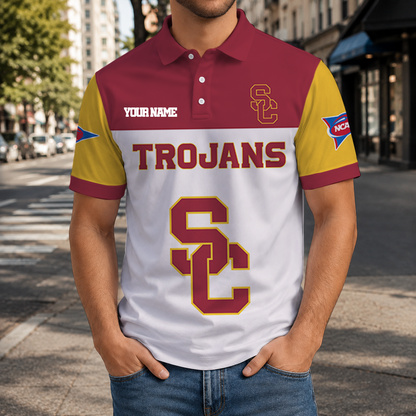 EXCLUSIVE EDITION - NEW CUSTOMIZED NCAA FBS32 USC USC TROJANS POLO SHIRT, ZIP POLO SHIRT & T-SHIRTS