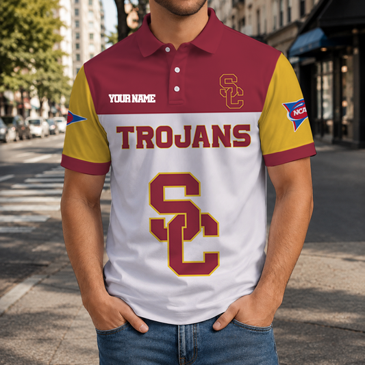 EXCLUSIVE EDITION - NEW CUSTOMIZED NCAA FBS32 USC USC TROJANS POLO SHIRT, ZIP POLO SHIRT & T-SHIRTS