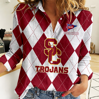 LIMITED DROP - NEW CUSTOMIZED | NCAA FBS32 USC USC TROJANS WOMEN CASUAL SHIRT FOR FAN