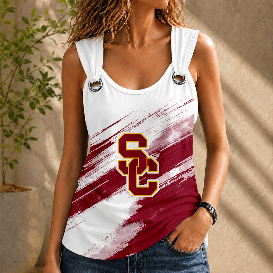 [FAN FAVORITE] NEW CUSTOMIZED NCAA FBS32 USC USC TROJANS O-RING SHOULDER TANK TOP