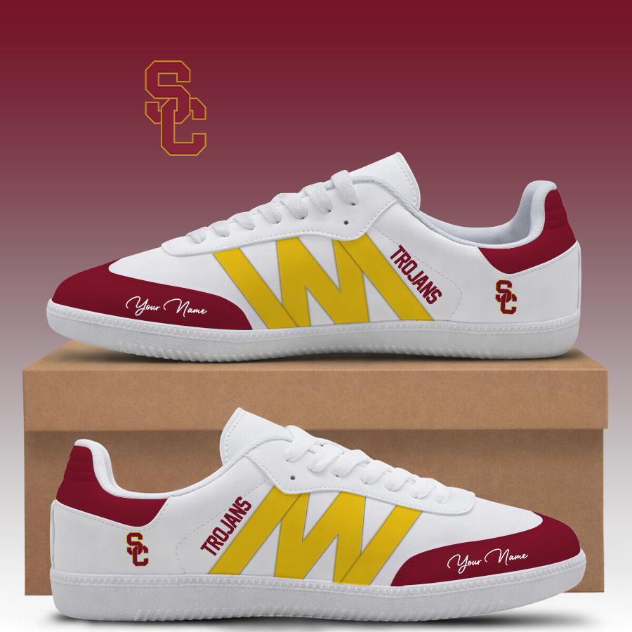 [FAN FAVORITE] NEW CUSTOMIZED NCAA FBS32 USC USC TROJANS CLASSIC SNEAKERS