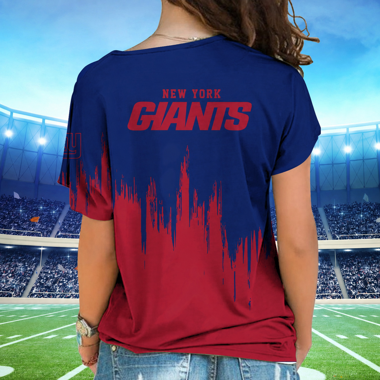 [SPECIAL OFFER] NEW CUSTOMIZED NFL32 NYG NEW YORK GIANTS SHOULDER SHIRT