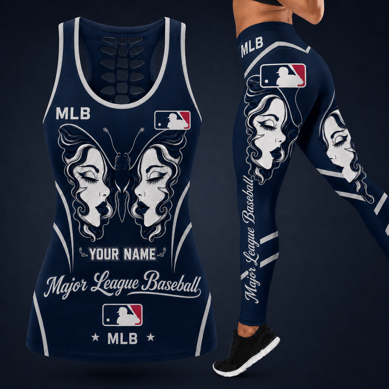 [FLASH SALE] NEW CUSTOMIZED MLB32 ALL TEAMS HOLLOW TANK TOP & LEGGINGS SET