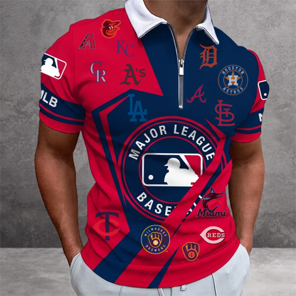 [FLASH SALE] NEW CUSTOMIZED MLB32 ALL TEAMS ZIP POLO SHIRT