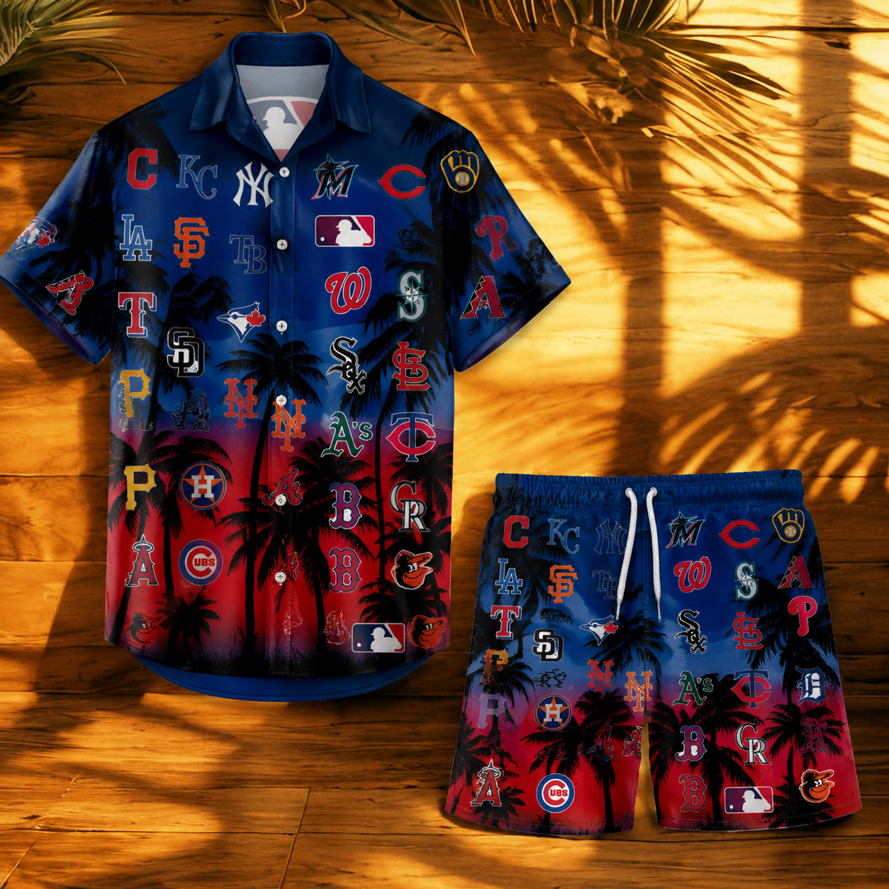 LIMITED EDITION - NEW CUSTOMIZED MLB32 ALL TEAMS UNISEX HAWAIIAN SHIRT & SHORTS SET