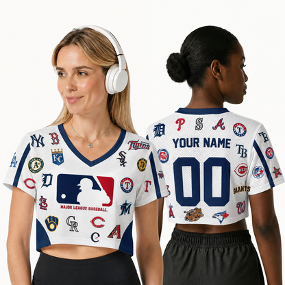 [FLASH SALE] NEW CUSTOMIZED MLB32 ALL TEAMS V-NECK JERSEY CROP TOP