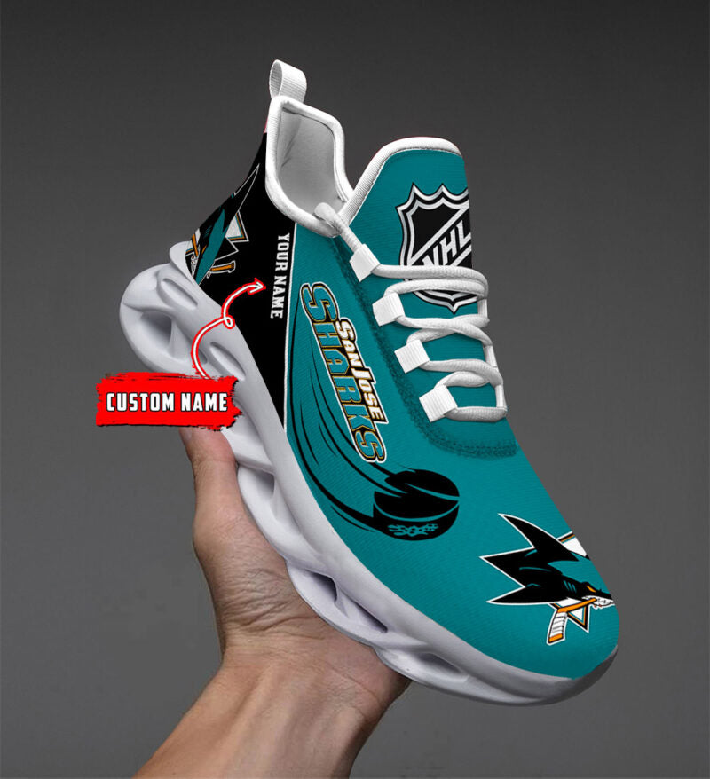 LIMITED EDITION - NEW CUSTOMIZED NHL32 SJS SAN JOSE SHARKS CLUNKY SNEAKERS