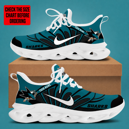 [SUPER SALE] NEW CUSTOMIZED NHL32 SJS SAN JOSE SHARKS CLUNKY SNEAKERS