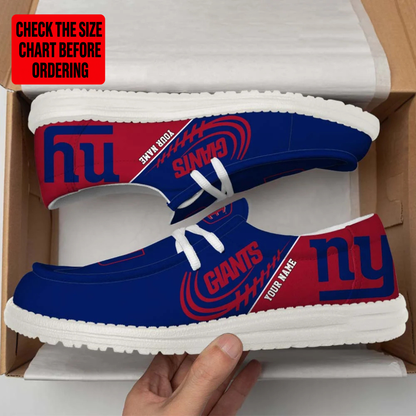 [SPECIAL OFFER] NEW CUSTOMIZED NFL32 NYG NEW YORK GIANTS LOAFER SHOES