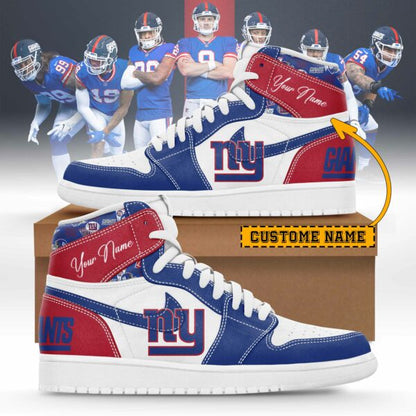 LIMITED EDITION - NEW CUSTOMIZED NFL32 NYG NEW YORK GIANTS AIR JORDAN SNEAKERS