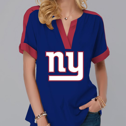 LIMITED EDITION - NEW CUSTOMIZED NFL32 NYG NEW YORK GIANTS V-NECK FEMALE SHIRT