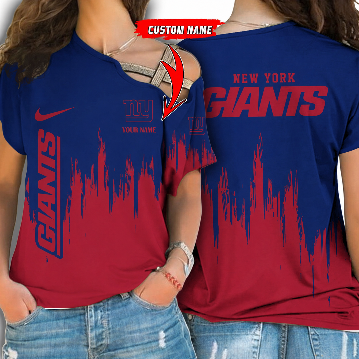 [SPECIAL OFFER] NEW CUSTOMIZED NFL32 NYG NEW YORK GIANTS SHOULDER SHIRT