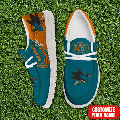 [SUPER SALE] NEW CUSTOMIZED NHL32 SJS SAN JOSE SHARKS PREMIUM LOAFER SHOES