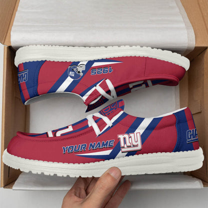 [SPECIAL OFFER] NEW CUSTOMIZED NFL32 NYG NEW YORK GIANTS LOAFER SHOES