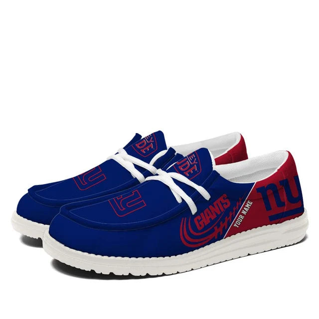 [SPECIAL OFFER] NEW CUSTOMIZED NFL32 NYG NEW YORK GIANTS LOAFER SHOES