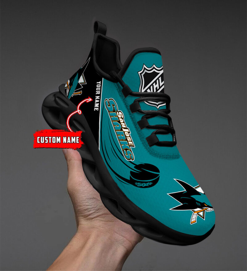 LIMITED EDITION - NEW CUSTOMIZED NHL32 SJS SAN JOSE SHARKS CLUNKY SNEAKERS
