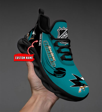 LIMITED EDITION - NEW CUSTOMIZED NHL32 SJS SAN JOSE SHARKS CLUNKY SNEAKERS