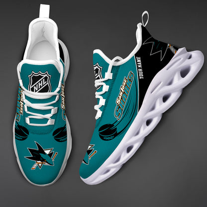 LIMITED EDITION - NEW CUSTOMIZED NHL32 SJS SAN JOSE SHARKS CLUNKY SNEAKERS