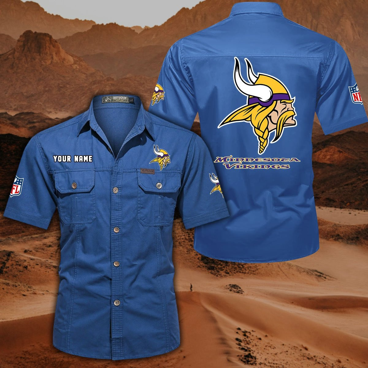 SPECIAL EDITION - NEW CUSTOMIZED NFL05 MVK MINNESOTA VIKINGS MUTICOLOR MEN'S CARGO SHIRT