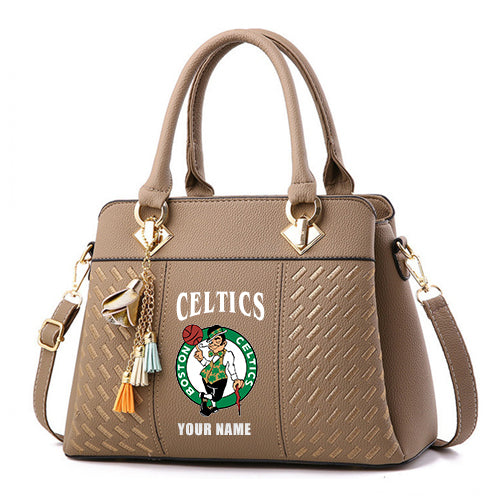 LIMITED EDITION - NEW CUSTOMIZED NBA03 BCE BOSTON CELTICS ZIP HANDBAG MULTICOLOR