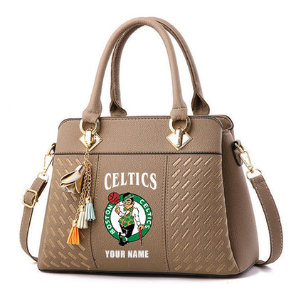 LIMITED EDITION - NEW CUSTOMIZED NBA03 BCE BOSTON CELTICS ZIP HANDBAG MULTICOLOR