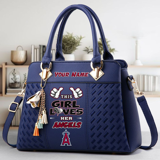 LIMITED EDITION - NEW CUSTOMIZED MLB27 LAA LOS ANGELES ANGELS ZIP HANDBAG MULTICOLOR
