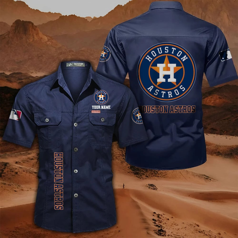 LIMITED EDITION - NEW CUSTOMIZED MLB10 HAS HOUSTON ASTROS MEN'S CARGO SHIRT