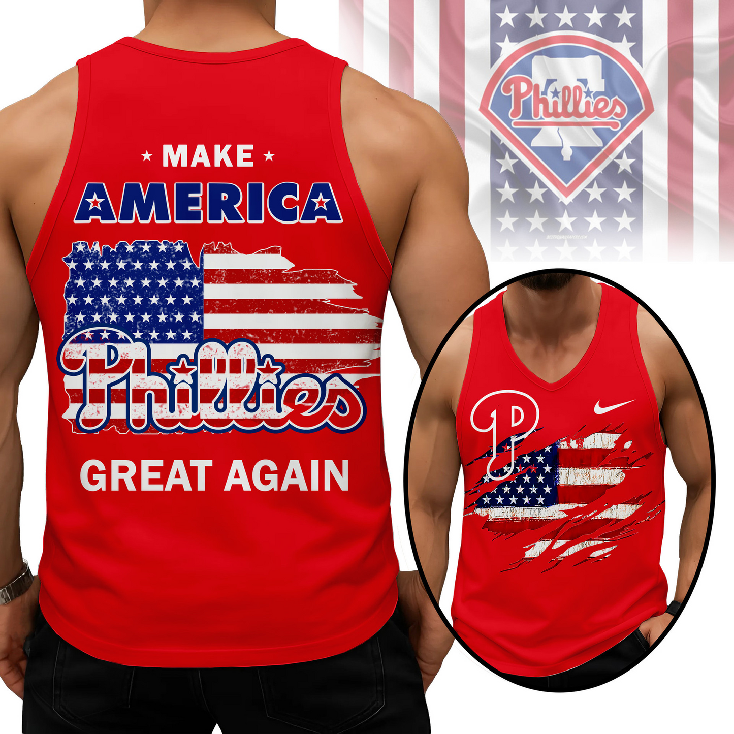 LIMITED EDITION - NEW CUSTOMIZED MLB11 PPS PHILADELPHIA PHILLIES UNISEX TANK TOP