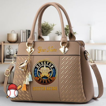 LIMITED EDITION - NEW CUSTOMIZED MLB10 HAS HOUSTON ASTROS ZIP HANDBAG MULTICOLOR