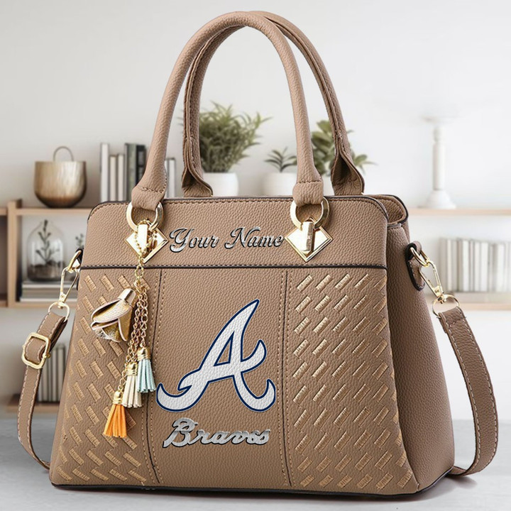 LIMITED EDITION - NEW CUSTOMIZED MLB09 ABS ATLANTA BRAVES ZIP HANDBAG MULTICOLOR